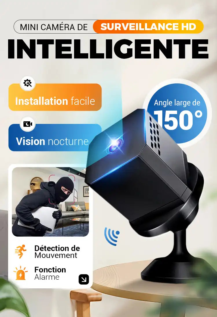 Surveillance 24h/24 : Mini Caméra HD Intelligente avec Vision Nocturne